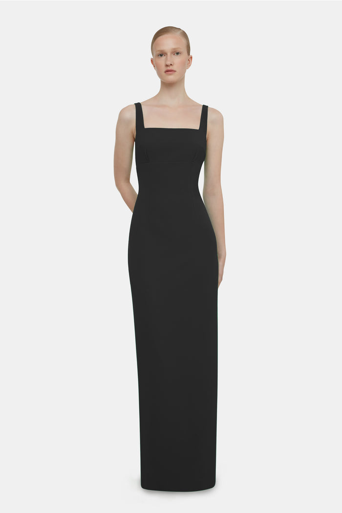 emilia wickstead Micheline Bridesmaid Dress In Black Single Crepe