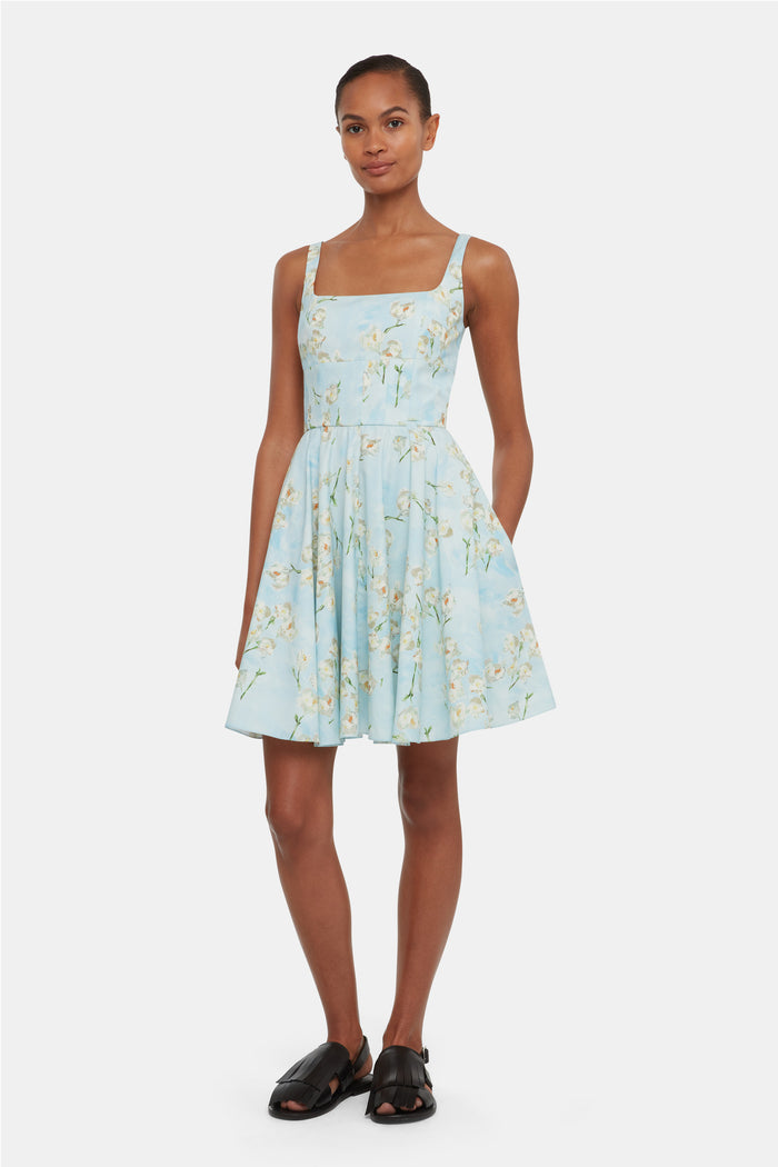 Emilia Wickstead Mini Mona Dress With Little Lillie's On Blue Cotton Dresses