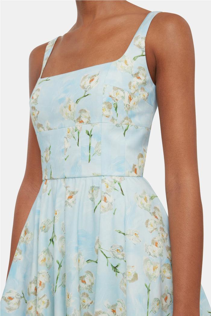 Emilia Wickstead Mini Mona Dress With Little Lillie's On Blue Cotton Dresses