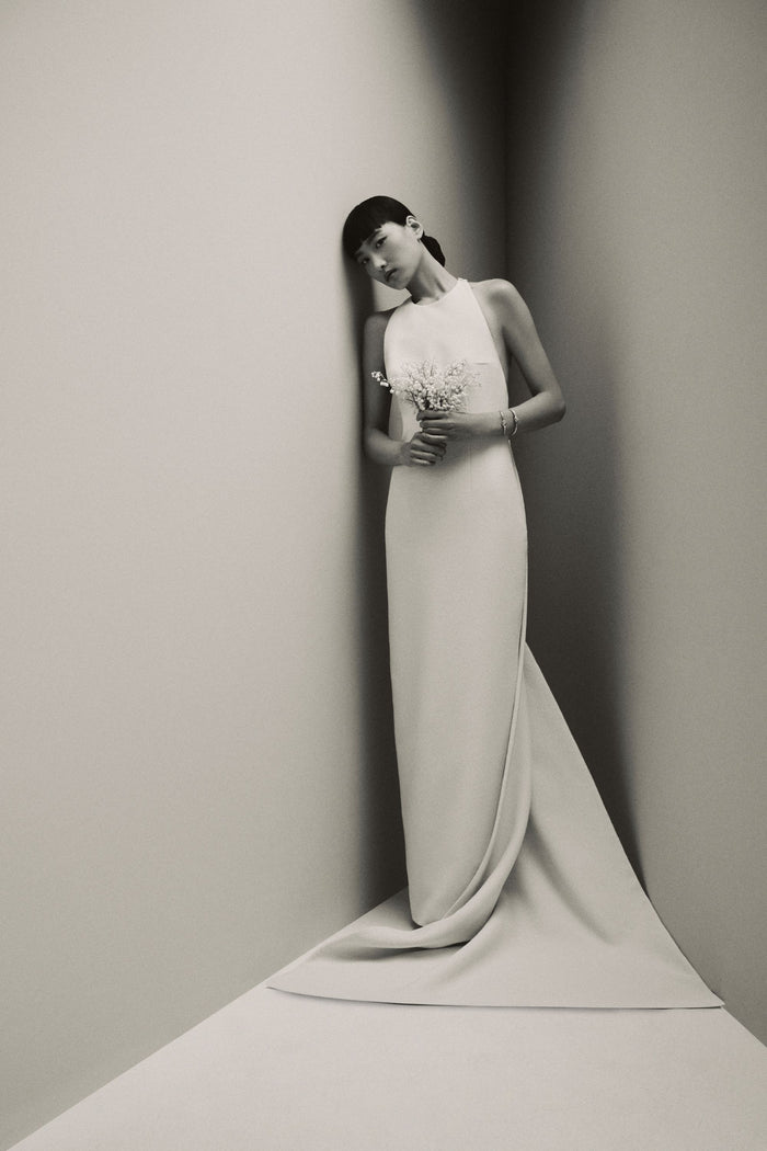 Emilia Wickstead Mirella Bridal Dress In Ivory Double Faced Cloque