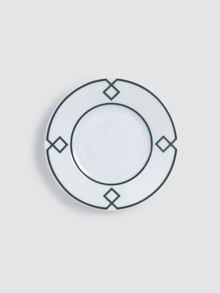 emilia wickstead Naples Bread Plate with Green Geometric Border Homeware