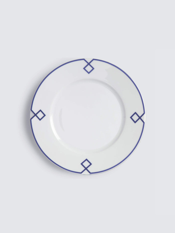 emilia wickstead Naples Dessert Plate with Navy Geometric Border