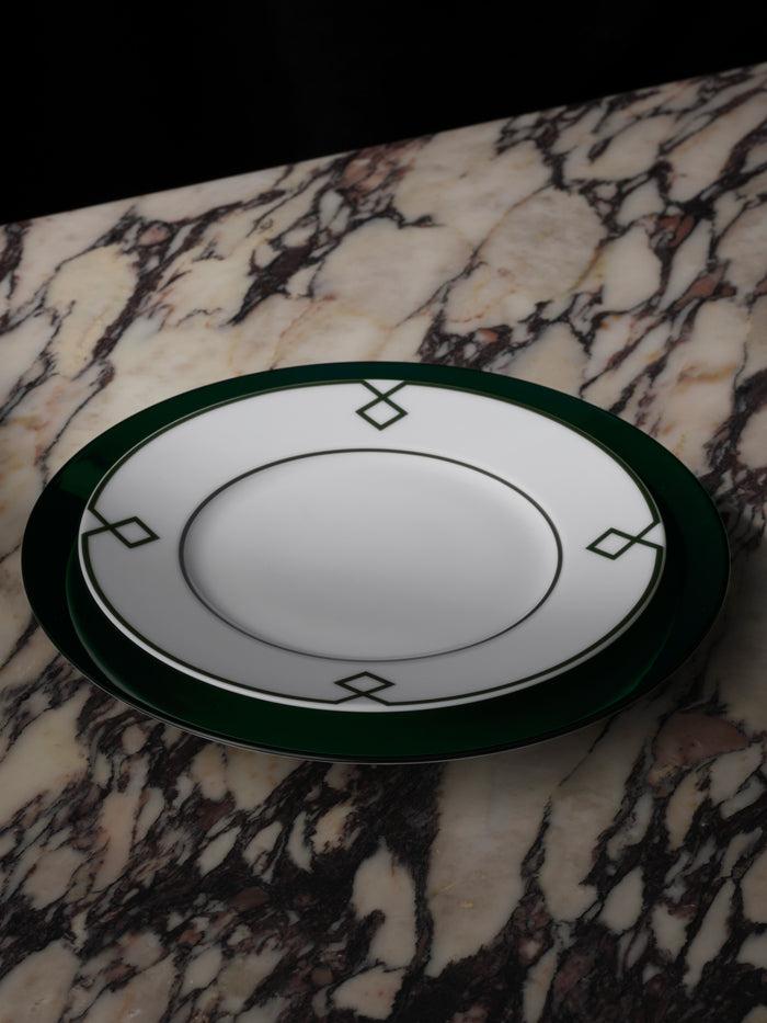 Emilia Wickstead Naples Dinner Plate With Green Solid Border Homeware
