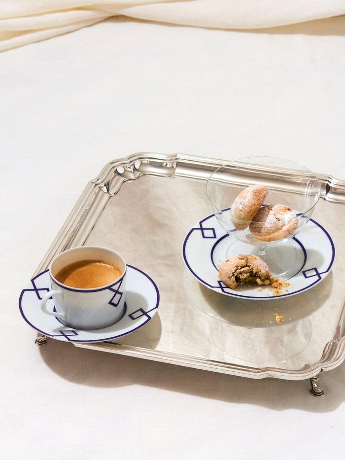 Emilia Wickstead Naples Saucer With Navy Geometric Border Homeware