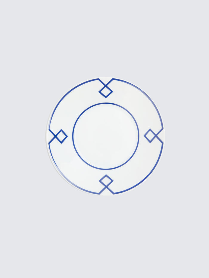 emilia wickstead Naples Saucer with Navy Geometric Border Homeware