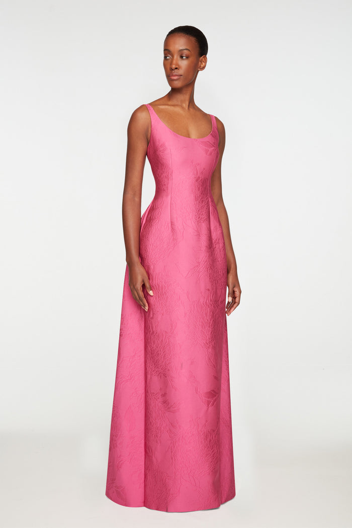 Emilia Wickstead Ninette Dress In Hot Pink Embossed Cloque