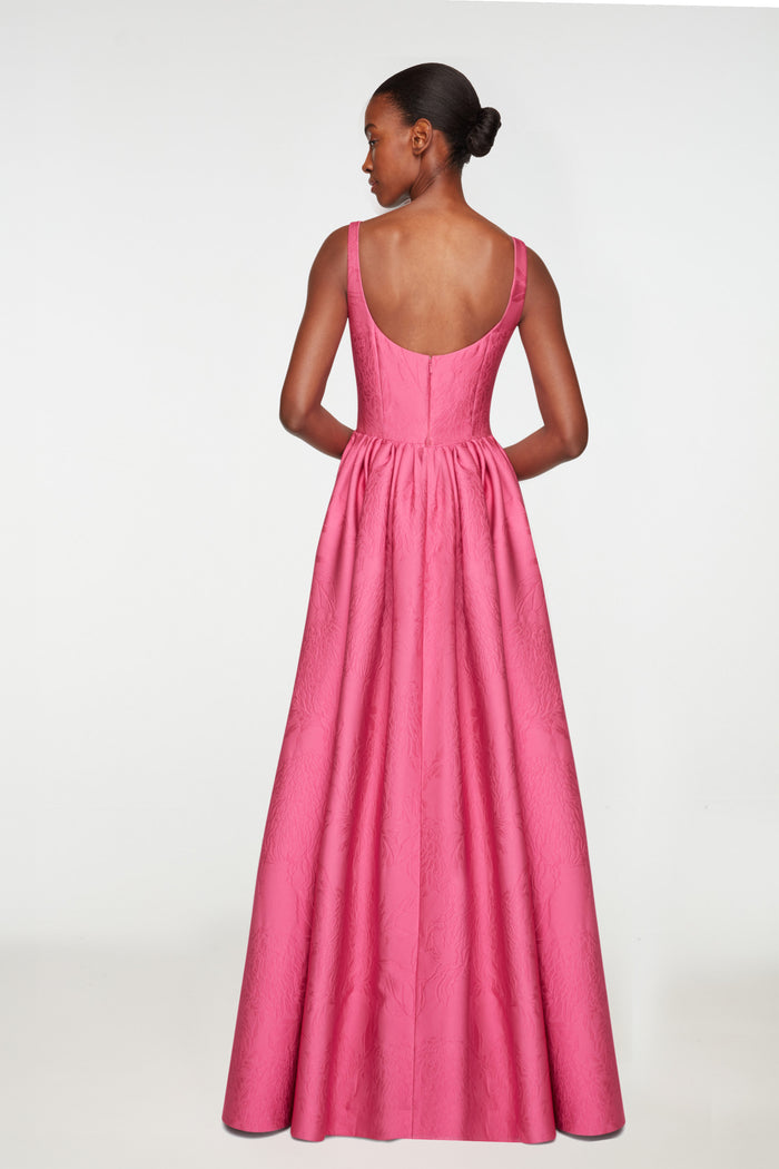 Emilia Wickstead Ninette Dress In Hot Pink Embossed Cloque