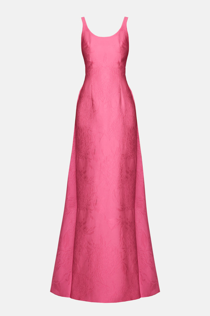 emilia wickstead Ninette Dress In Hot Pink Embossed Cloque