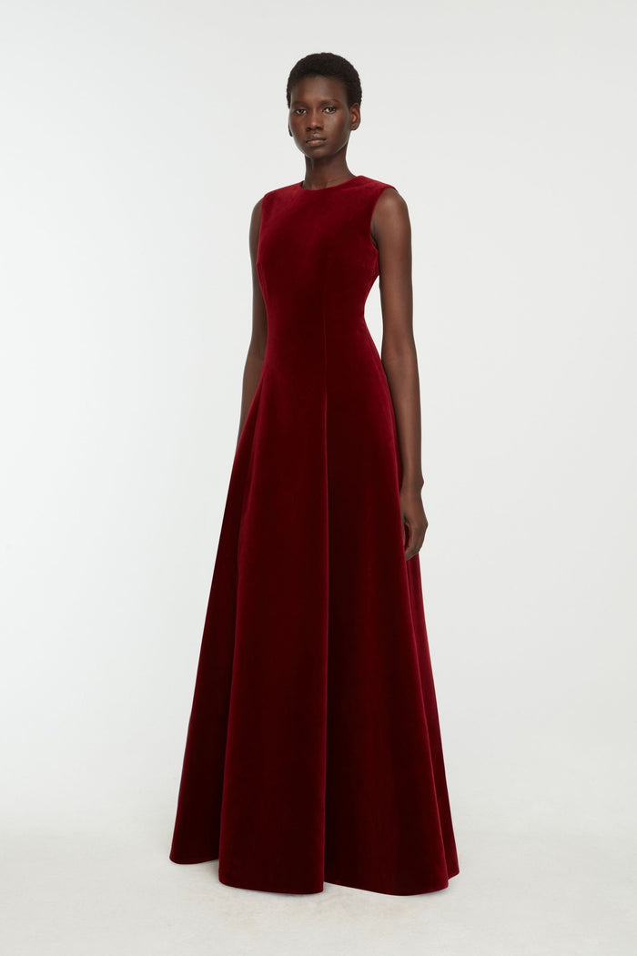 Emilia Wickstead Nodin Dress In Burgundy Wind Velvet