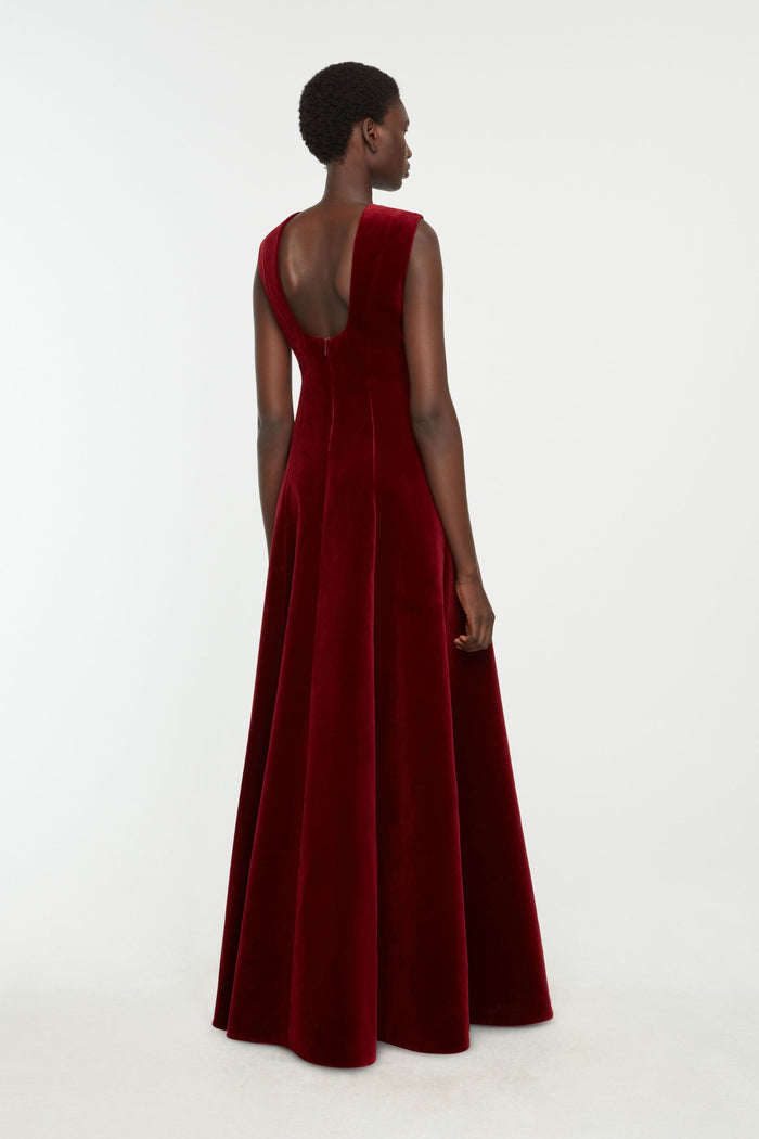 Emilia Wickstead Nodin Dress In Burgundy Wind Velvet