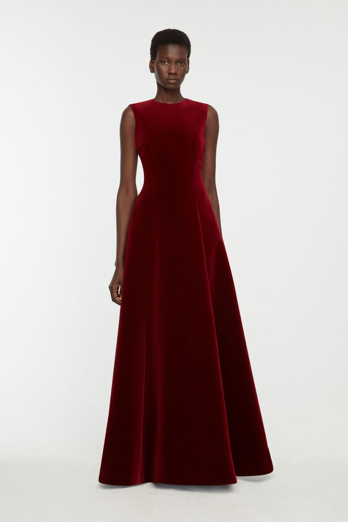 Emilia Wickstead Nodin Dress In Burgundy Wind Velvet