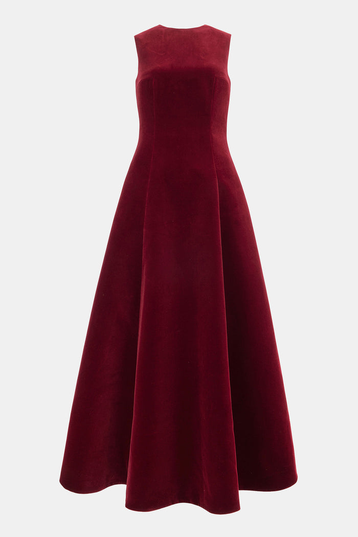 emilia wickstead Nodin Dress In Burgundy Wind Velvet