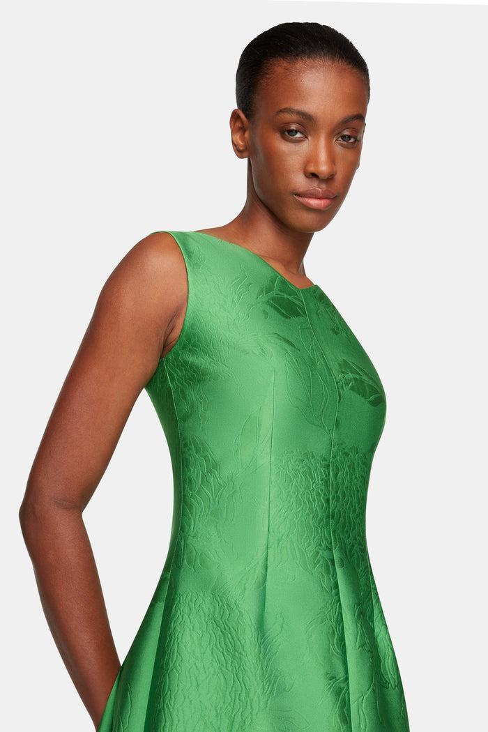 Emilia Wickstead Octavie Dress In Green Embossed Cloque Dresses