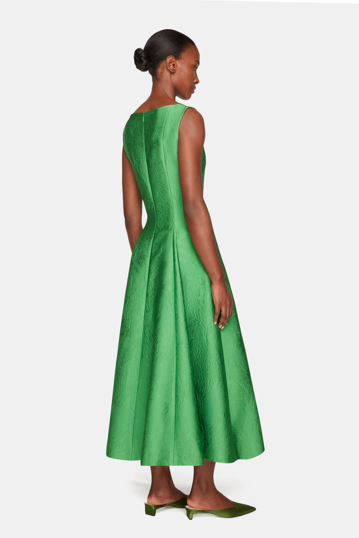 Emilia Wickstead Octavie Dress In Green Embossed Cloque Dresses