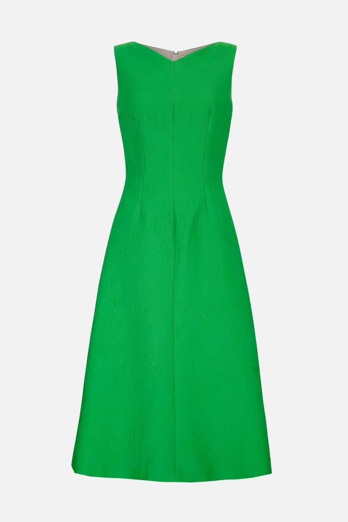 emilia wickstead Octavie Dress In Green Embossed Cloque Dresses