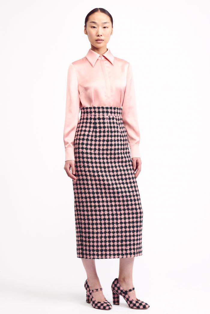 Emilia Wickstead Ravanne Dusty Pink Satin Shirt Shirt