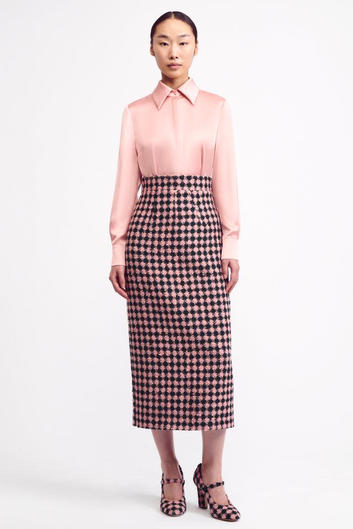 Emilia Wickstead Ravanne Dusty Pink Satin Shirt Shirt