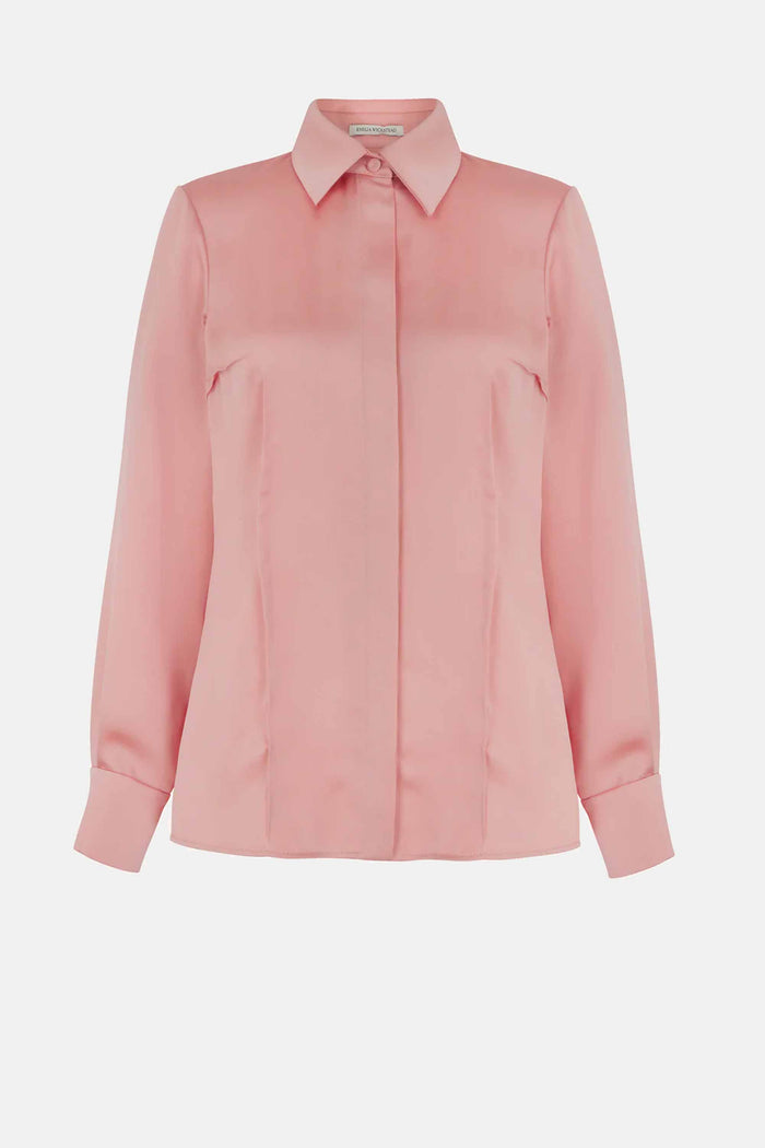 emilia wickstead Ravanne Dusty Pink Satin Shirt Shirt