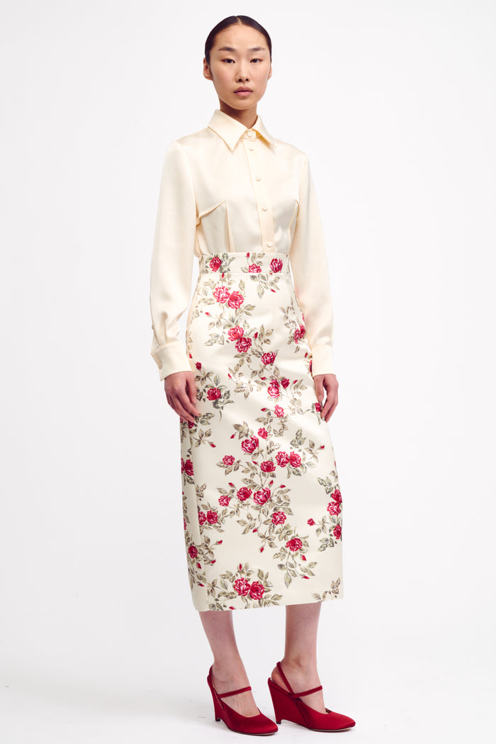 Emilia Wickstead Ravanne Ivory Shiny Satin Shirt Shirts U0026 Tops