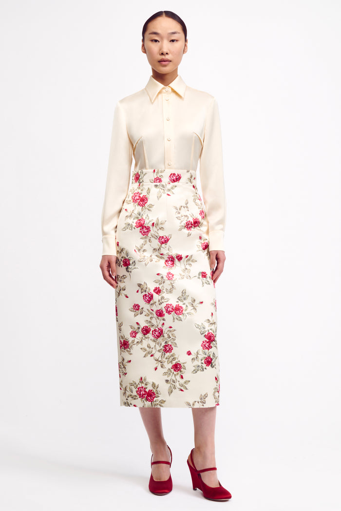 Emilia Wickstead Ravanne Ivory Shiny Satin Shirt Shirts U0026 Tops