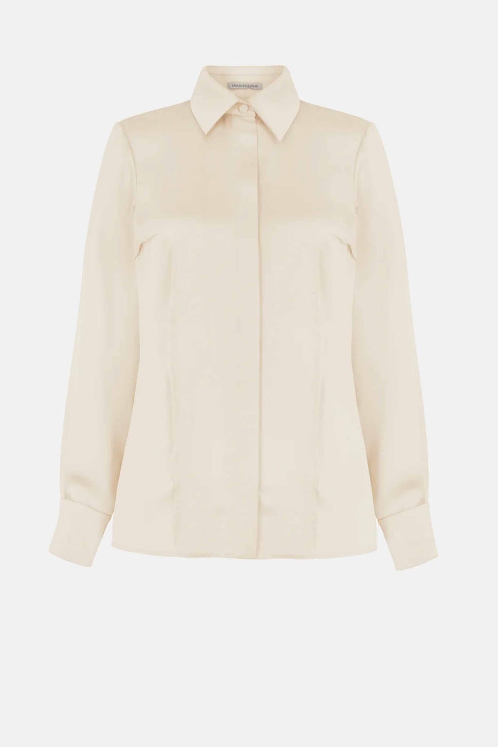emilia wickstead Ravanne Ivory Shiny Satin Shirt Shirts u0026 Tops
