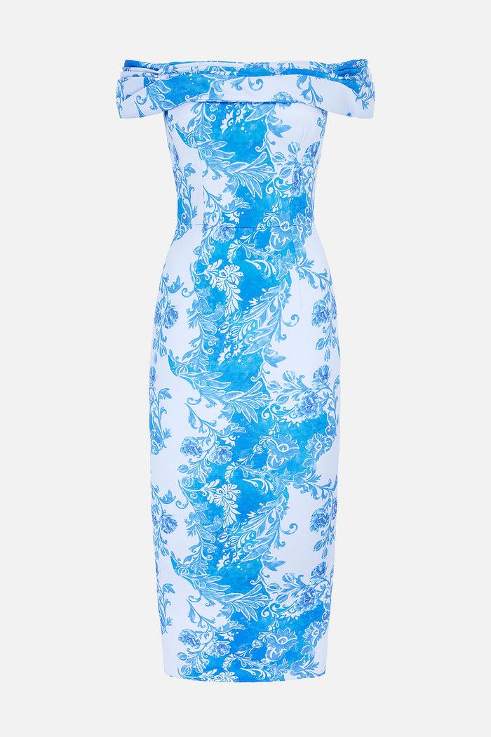 emilia wickstead Rochelle Dress In Blue Floral Damask Taffeta Faille Dresses