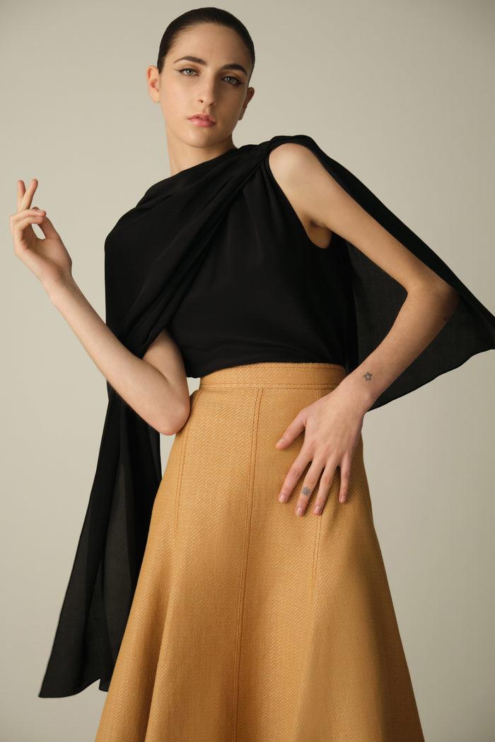 Emilia Wickstead Rosie Top In Black Silk Crepe De Chine