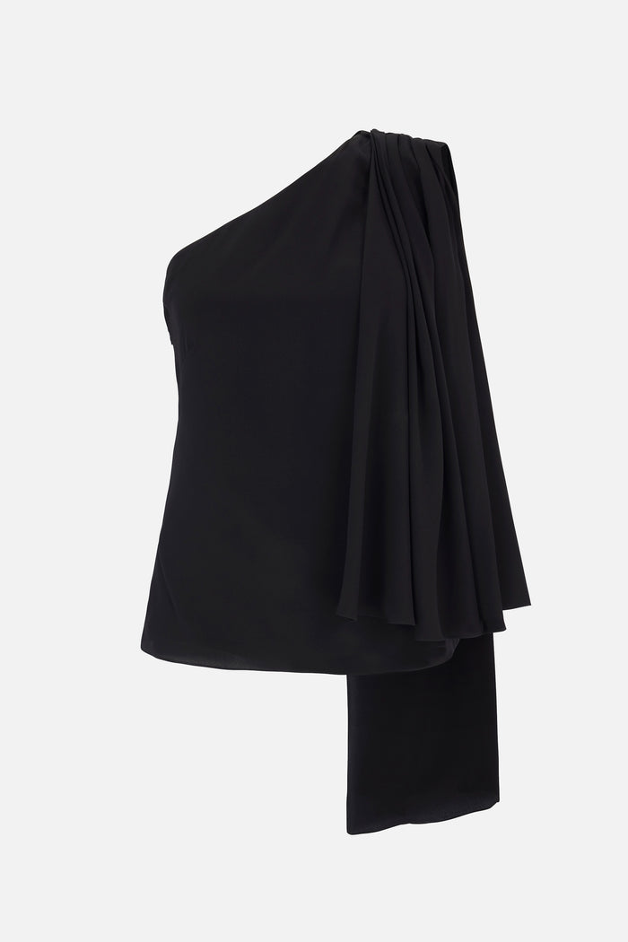 emilia wickstead Rosie Top In Black Silk Crepe De Chine