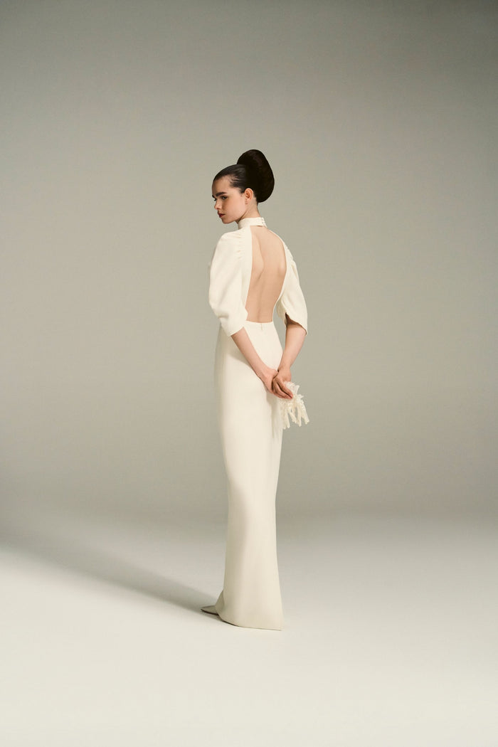 emilia wickstead Sharonella Bridal Dress In Ivory Double Wool Crepe Wedding Dress