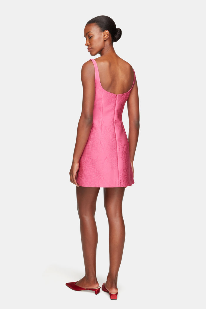 Emilia Wickstead Talia Dress In Hot Pink Embossed Cloque