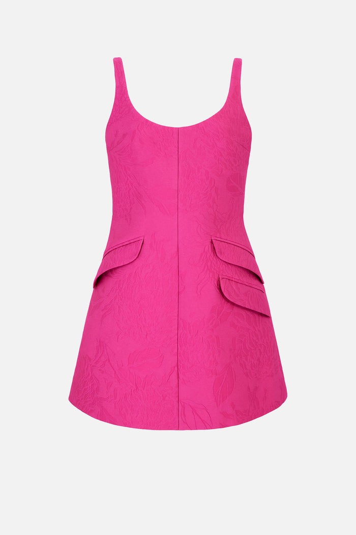 emilia wickstead Talia Dress In Hot Pink Embossed Cloque