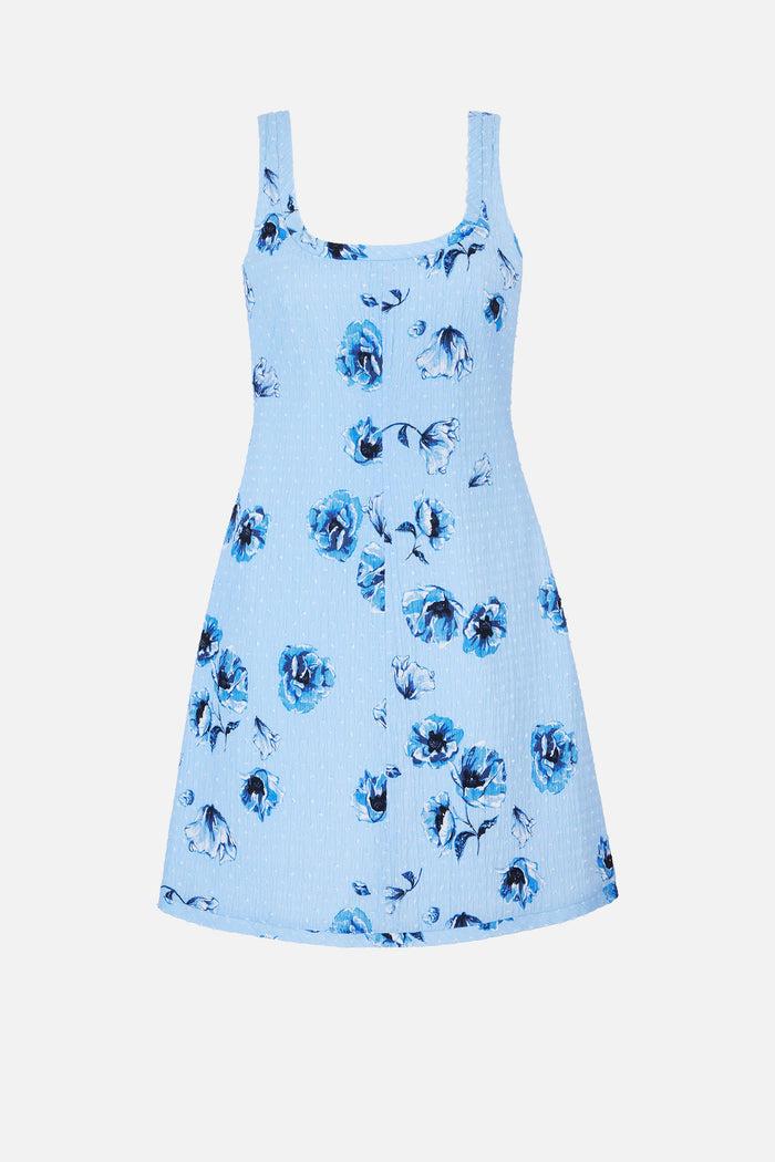 emilia wickstead Tillie Dress In Blue Poppies On Baby Blue Bibione Cotton Dresses