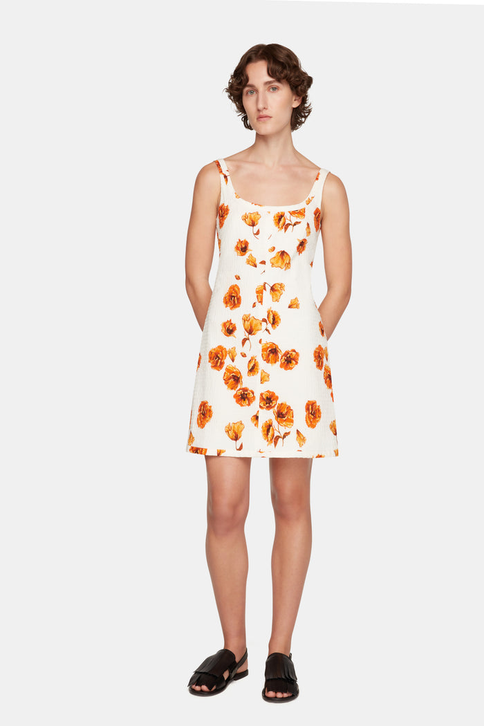 Emilia Wickstead Tillie Dress In Orange Poppies Bibione Cotton Dresses
