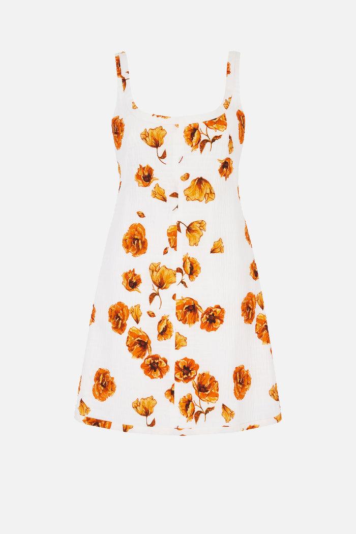 emilia wickstead Tillie Dress In Orange Poppies Bibione Cotton Dresses