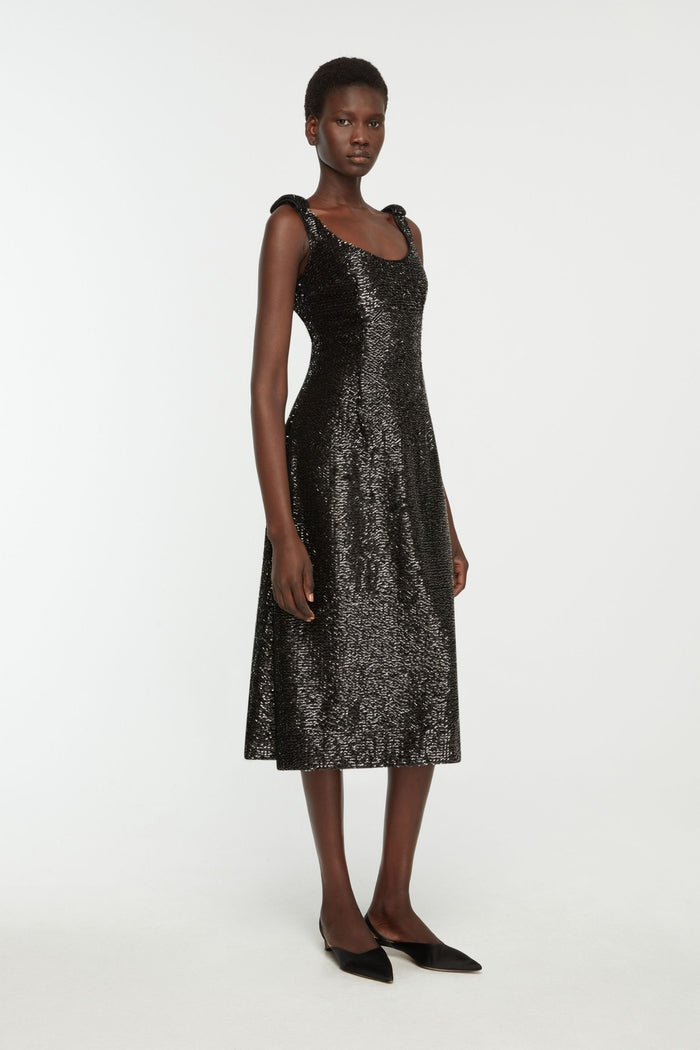 emilia wickstead Tippini Dress In Black Textured Sequin