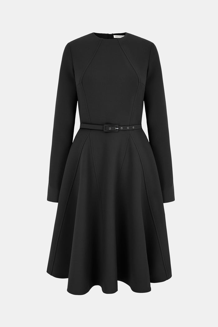 emilia wickstead Ucellina Dress In Black Birdseye Suiting