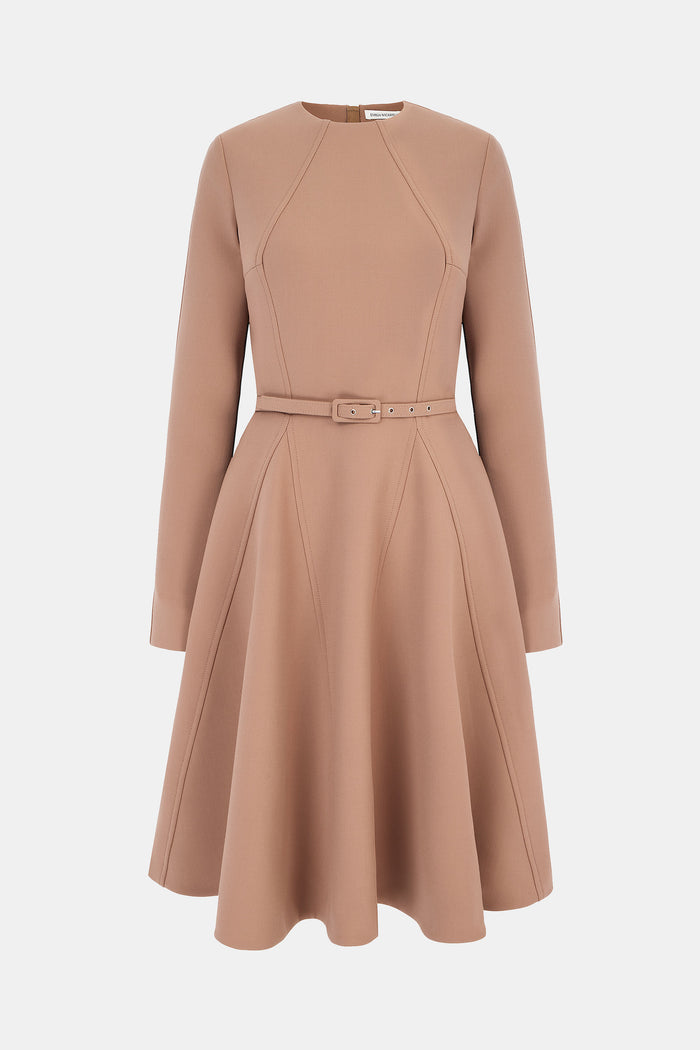emilia wickstead Ucellina Dress In Camel Birdseye Suiting