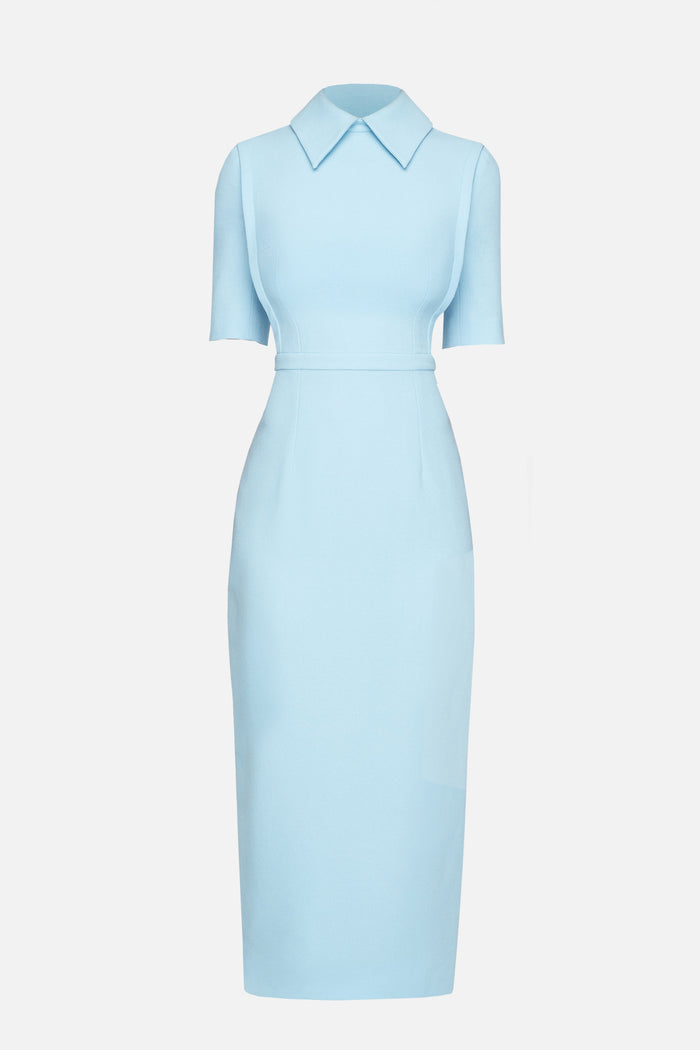 emilia wickstead Valletta Dress In Sky Blue Single Wool Crepe emilia wickstead Valletta Dress In Sky Blue Single Wool Crepe