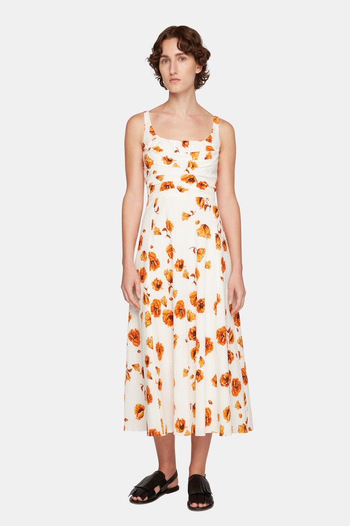 Emilia Wickstead Verena Dress In Orange Poppies Bibione Cotton | Emilia Wickstead Dresses