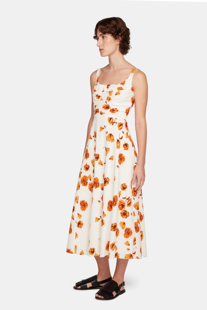 Emilia Wickstead Verena Dress In Orange Poppies Bibione Cotton | Emilia Wickstead Dresses