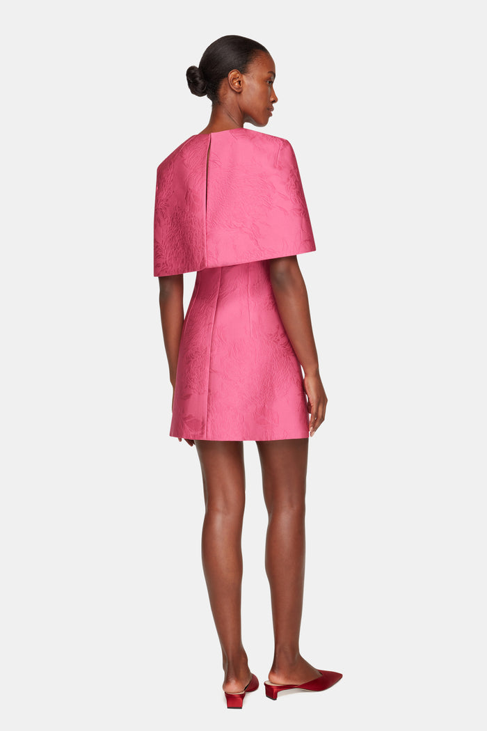 Emilia Wickstead Virginie Cape In Hot Pink Embossed Cloque