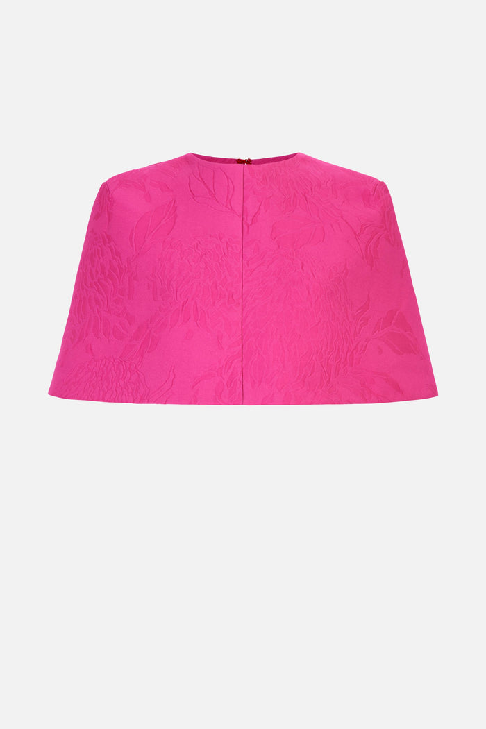 emilia wickstead Virginie Cape In Hot Pink Embossed Cloque