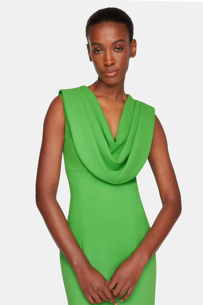 Emilia Wickstead Yuri Dress In Fresh Green Single Wool Crepe Dresses