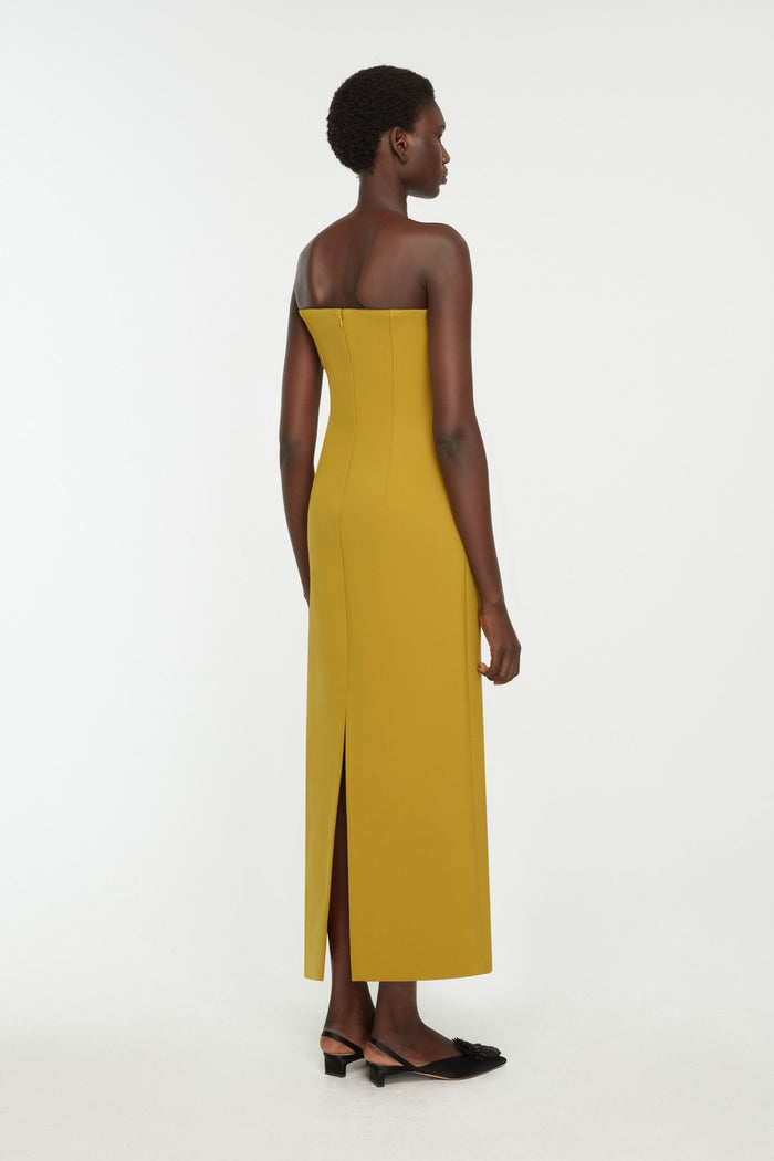 Emilia Wickstead Zenovia Dress In Chartreuse Birdseye Suiting