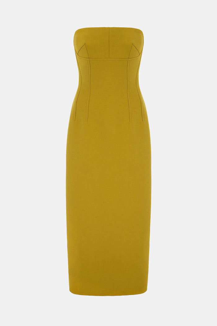 emilia wickstead Zenovia Dress In Chartreuse Birdseye Suiting