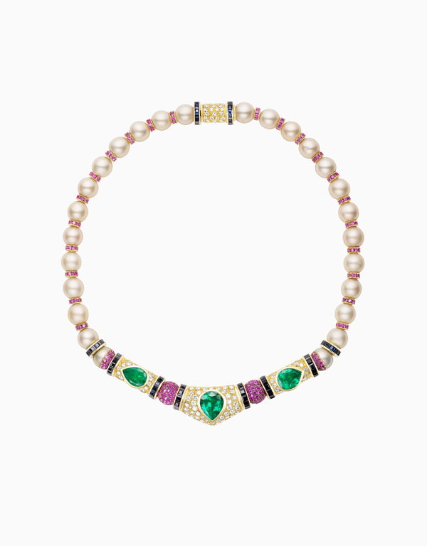 emily p. wheeler Emerald and Pearl Necklace (One-of-a-Kind Re-Worked Vintage) Necklace