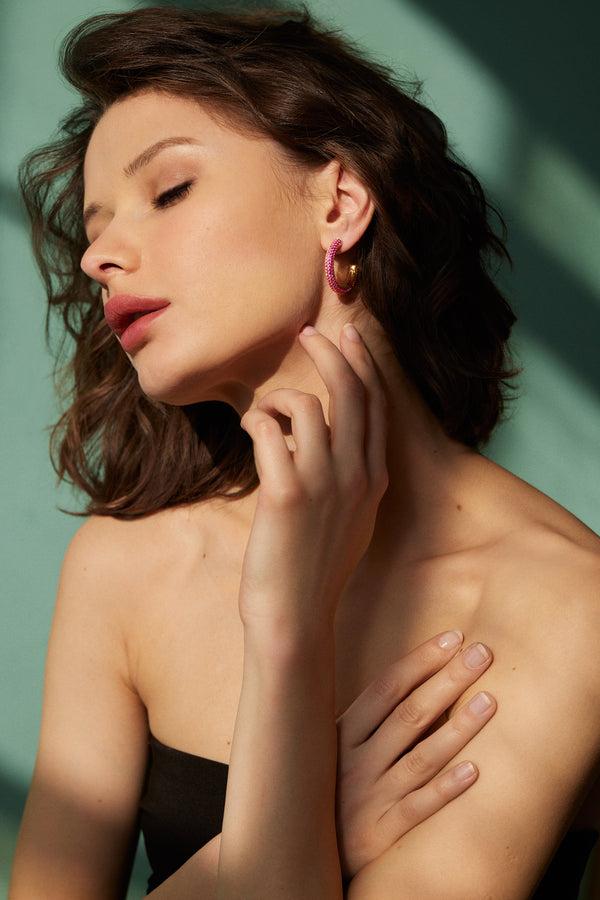 Emily P. Wheeler Flamingo Puffy Hoops Earrings