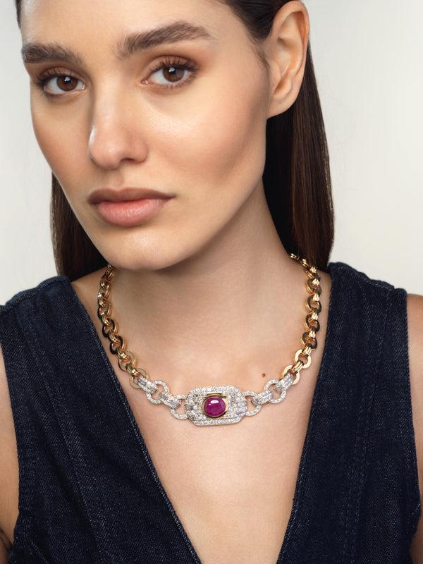 Emily P. Wheeler Ruby Belt Necklace (One-of-a-Kind Re-Worked Vintage) Necklace