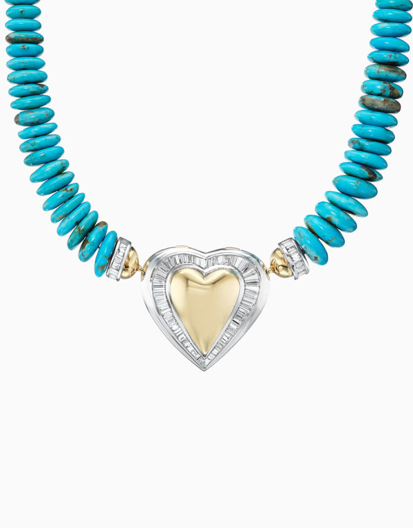 Emily P. Wheeler Turquoise Heart Necklace (One-of-a-Kind Re-Worked Vintage) Necklace