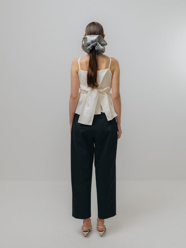 Emin Paul Black High-Waisted Pleated Cotton Trousers